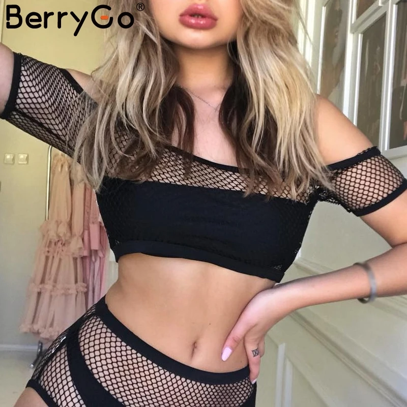 BerryGo сексуальный сетчатый мягкий комплект бикини пуш-ап из двух частей женский