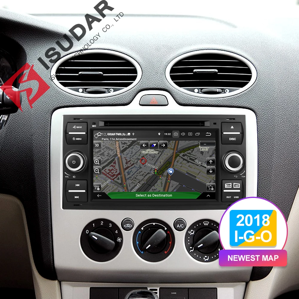 Isudar Автомобильный мультимедийный плеер Android 9 gps Авторадио 2 Din 7 дюймов для