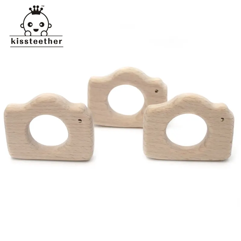 Mordedor de madera Natural hecho a mano para beb&eacute;, c&aacute;mara de madera de haya, colgante personalizado, respetuoso con el medio ambiente, seguro-2