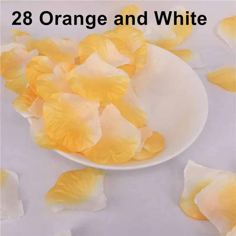 28 Orange and White Свадебные картины украшения романтические фиолетовые красные цветы Свадебные вечерние аксессуары розовые лепестки де Роза искусственные 500 шт - Цвет: 28 Orange and White