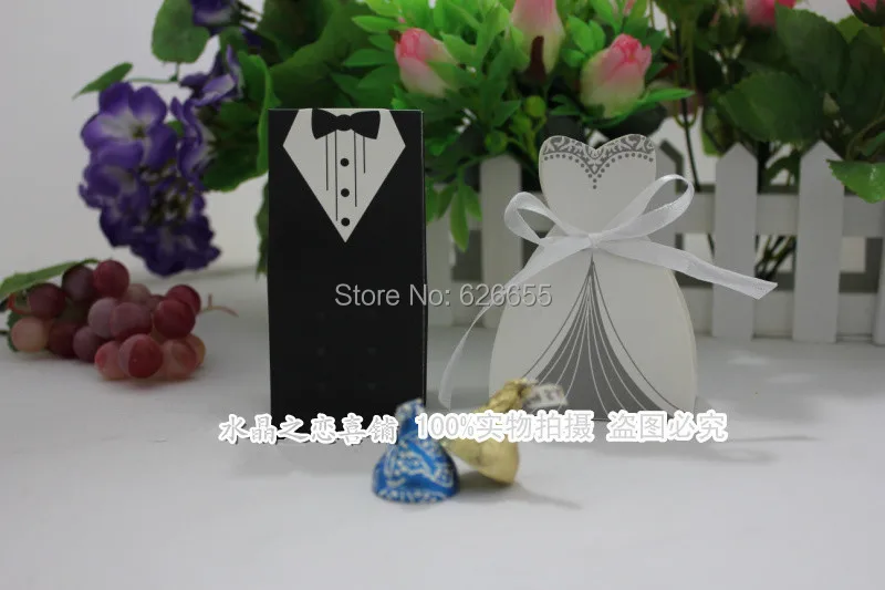 

Free Shipping by FEDEX Hot Sale Bride and Groom Box 500pairs=1000pcs Bride Groom Wedding Favor Boxes Gift box Candy box