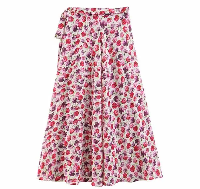 2019 Летняя женская винная юбка в горошек красного цвета с оборками длинная