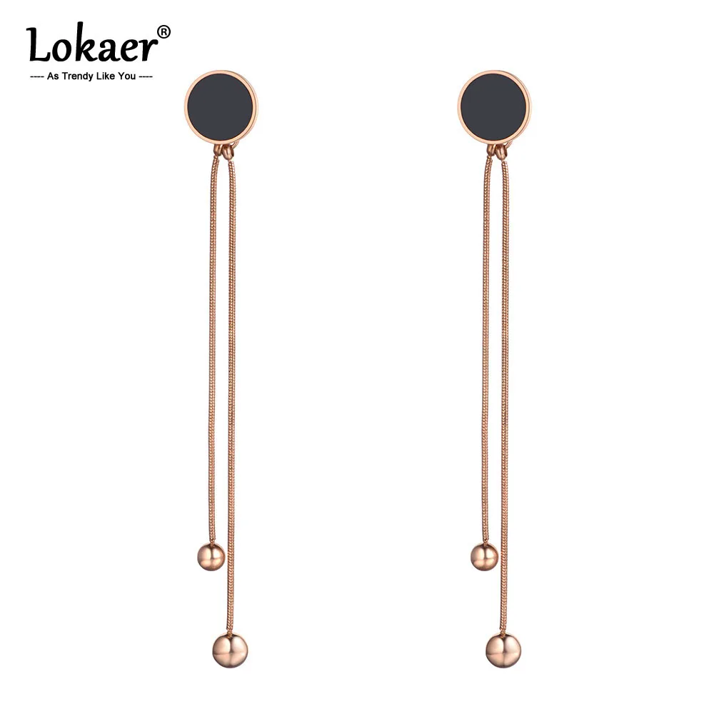 Lokaer титановые стальные серьги-кисточки в богемном стиле ювелирные изделия розовое золото черный акриловый летний отдых Висячие серьги для женщин E19139