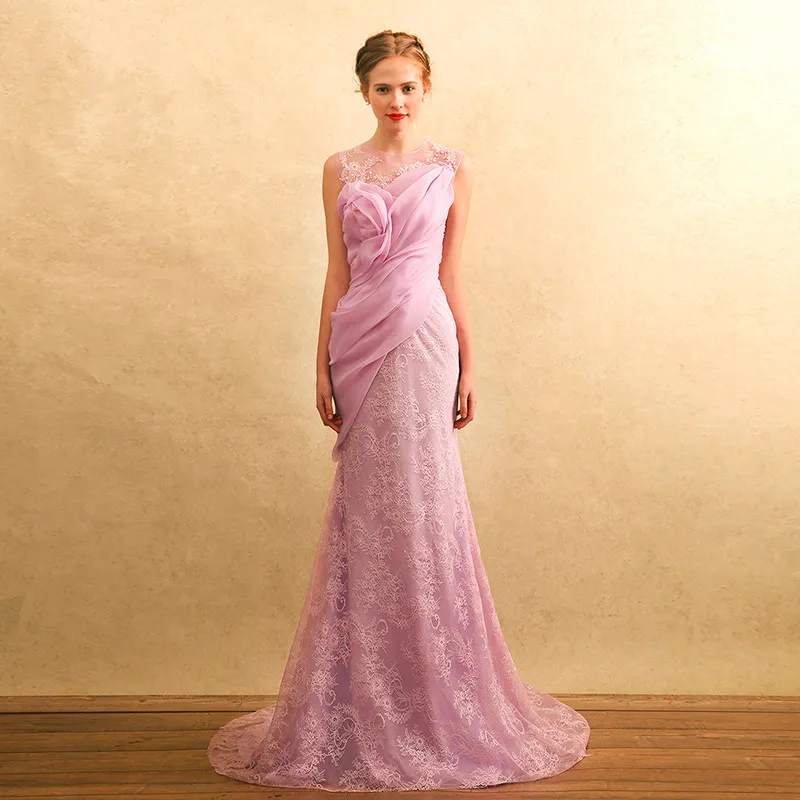 Lavender lace mermaid long 2018 new arrival formal beading off the shoulder sexy backless robe de soiree bridesmaid dresses | Свадьбы и