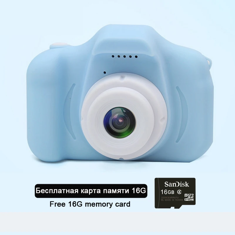Синий Мини-мультяшная Милая Детская Цифровая камера HD 13 миллионов пикселей 2,0 дюймов HD экран перезаряжаемый детский подарок на день рождения - Цвет: Синий