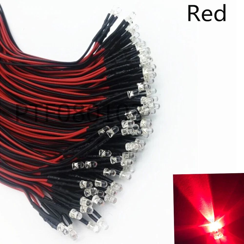 100pcs lot 20cm Pre Wired 3mm 5mm LED Light Lamp Bulb Prewired Emitting Diodes For DIY Home Decoration DC12V | Лампы и освещение