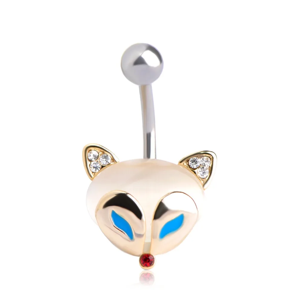

Enamel Fox Bulk Body Jewelry Navel Piercing Belly Button Ring Gold-color Animal Navel Rings Women Sexy body Jewelry Joias