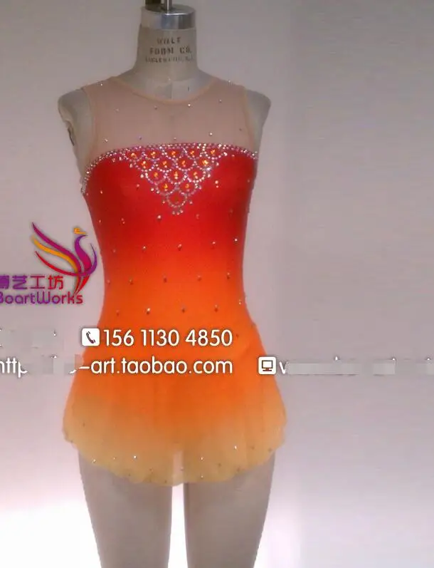 Платье для коньков женское оранжево-красное платье индивидуальный пошив одежда