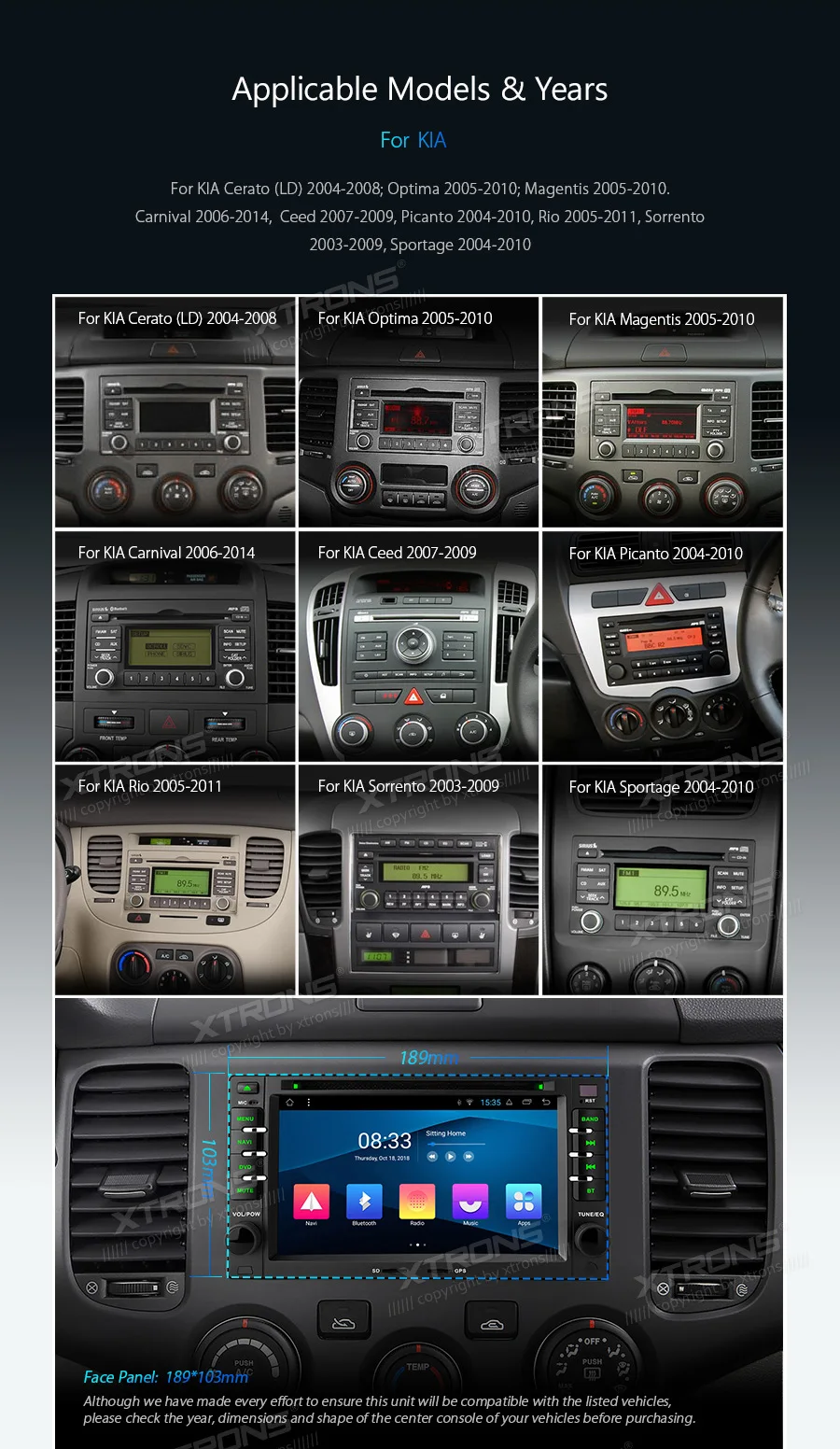 XTRONS 6," Android 8,1 автомобильный dvd-плеер gps для KIA Sportage Sorrento Rio Picanto Ceed Carnival Magentis Optima Cerato