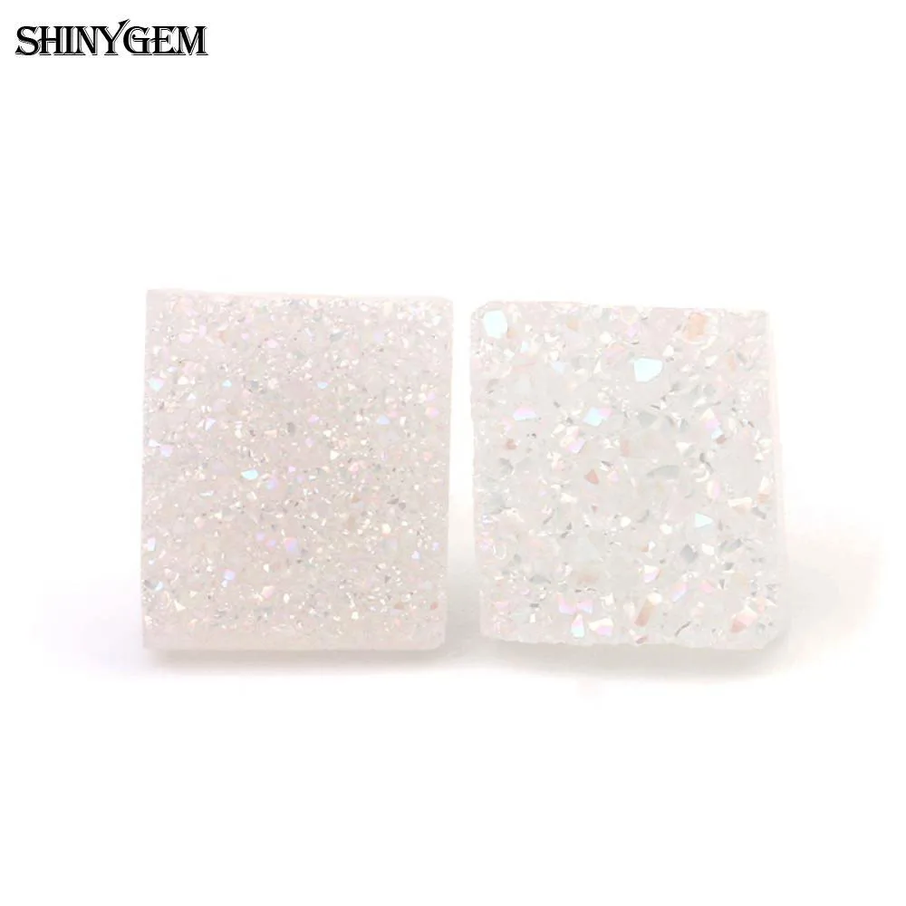 ShinyGem 6-9 мм Необычные Кристальные серьги 925 пробы серебряные серьги-гвоздики маленькие милые натуральные кварцевые серьги друзы для женщин