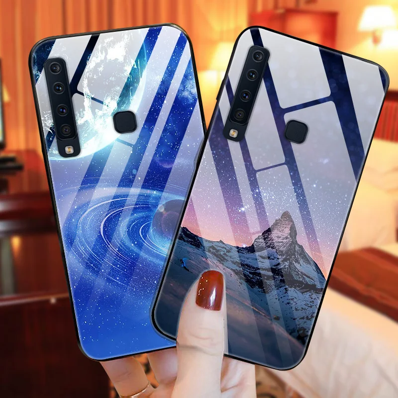 Чехол из закаленного стекла для samsung Galaxy A9, чехол с планетой космосом, стеклянный чехол на заднюю панель для samsung A9 A920F A920 A9S, чехол