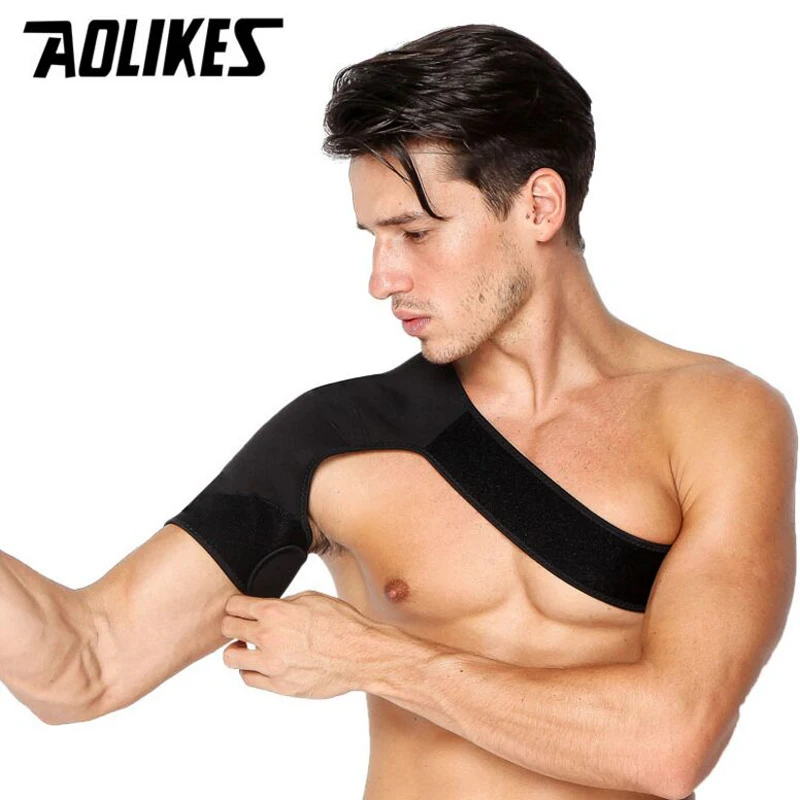 AOLIKES Sports Shoulder Support Back Brace Wrap Adjustable Single-side Guard Strap Belt Band Pads Protector Bandage |