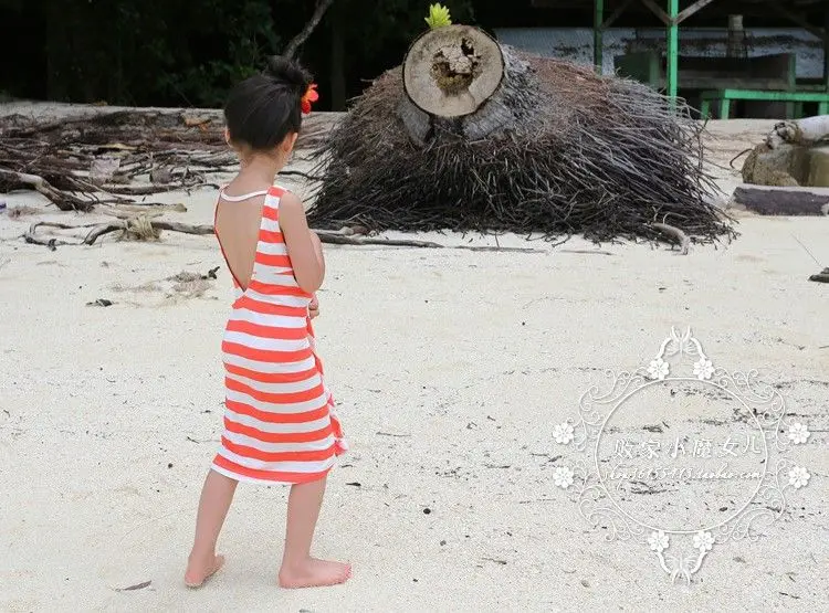 Длинное пляжное платье в полоску для маленьких девочек 3 лет 1 предмет 100% хлопок