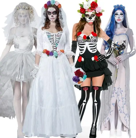 2017 Горячие взрослый костюм вампира для Для женщин черепа Зомби Хэллоуин Костюмы