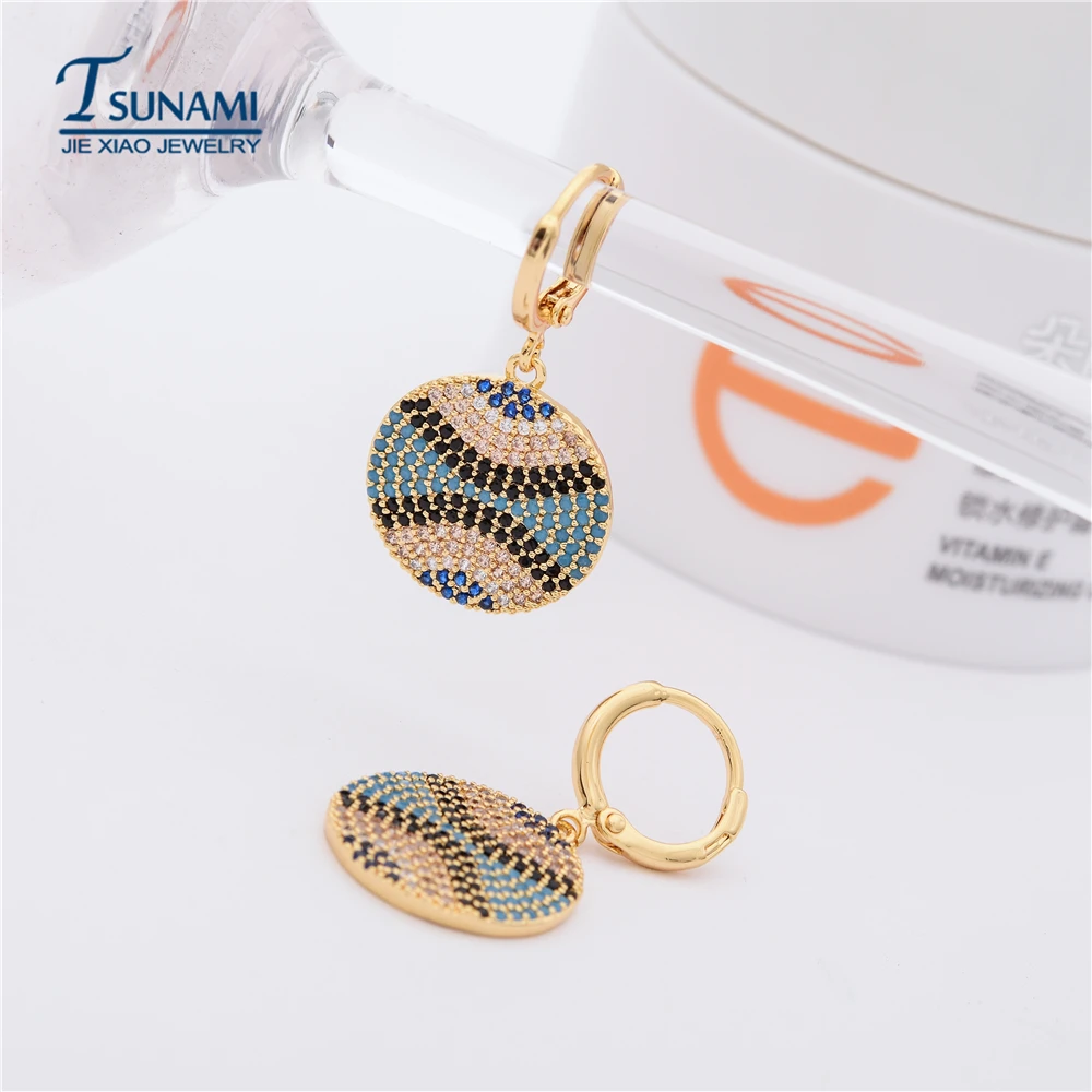 Высокое качество и изящный элегантный четкие цветные циркониевые серьги модное