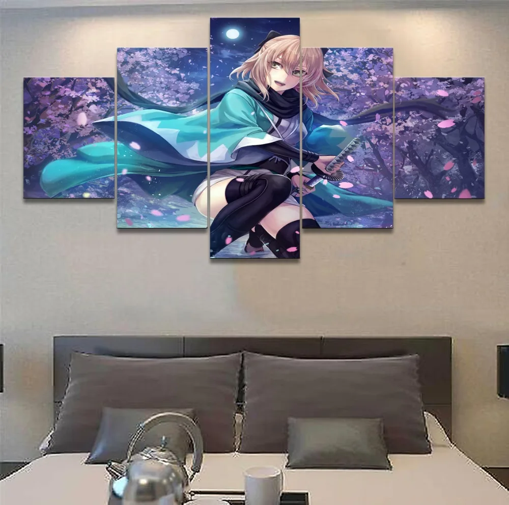 Картина на холсте настенное искусство украшение 5 шт. аниме Fate Grand Order Sakura Saber