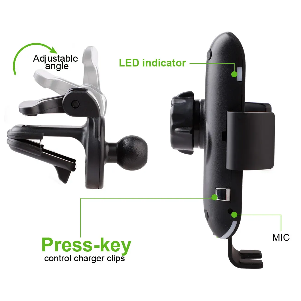 

Car Phone Holder Intelligent Infrared Fast Wirless Charging with Voice Function Car Wireless Charger For Samsung iPhone