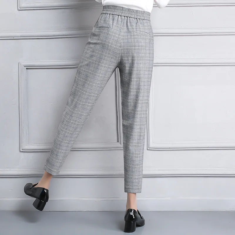 Женская одежда клетчатые брюки для ног повседневные Весенние Новые