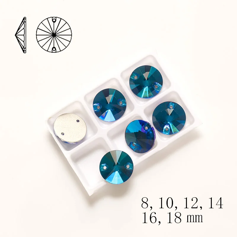 Синий Циркон 3200 Rivoli больше размеров Flatback стиль DIY косметический аксессуар пришить на ткань со стразами аксессуары