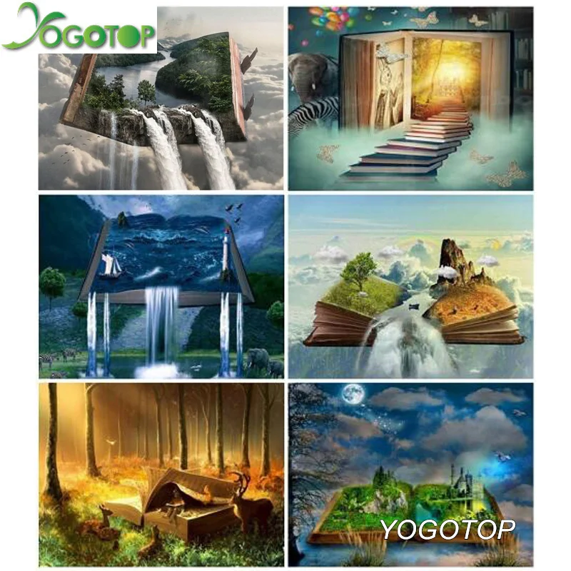 Алмазная живопись YOGOTOP книга абстрактный природный пейзаж полноразмерная