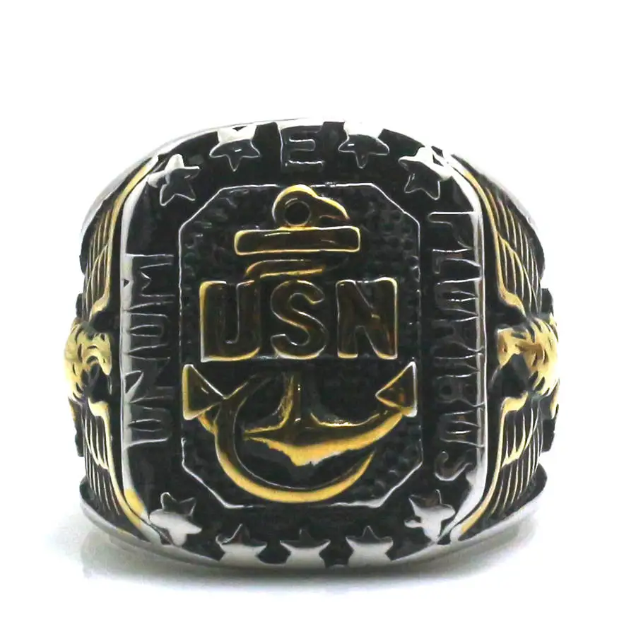 Mens Boys Newest 316L Stainless Steel US Navy Anchor Ring | Rings