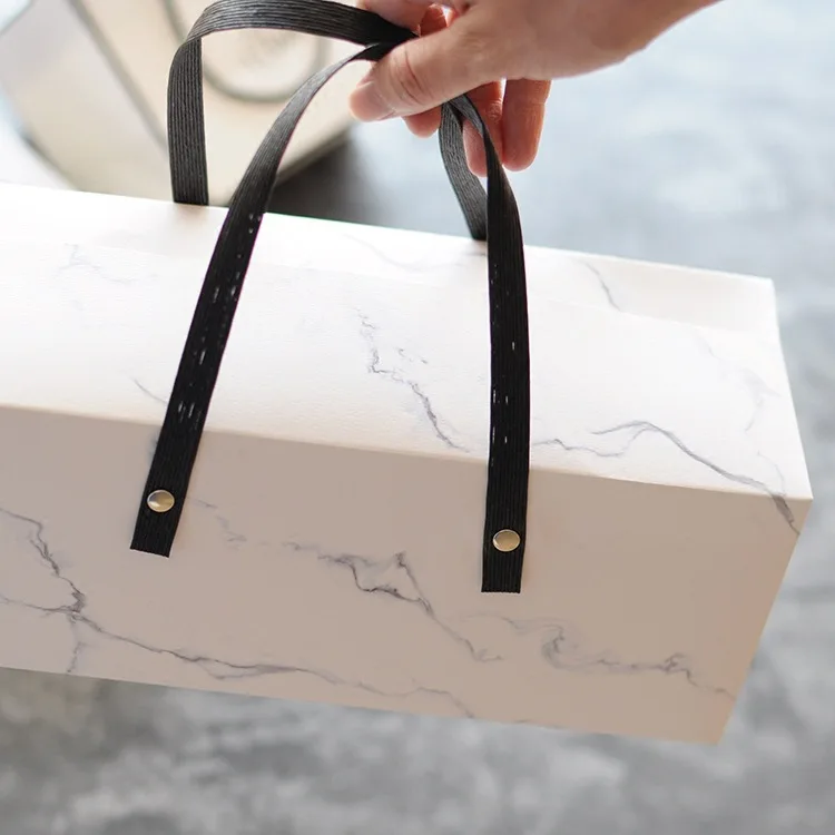 Элегантный мраморный дизайн бумажная коробка с ручкой для пирога пекарня