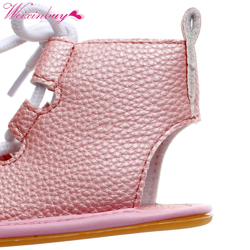 Детские сандалии; обувь для новорожденных девочек; модные летние сандалии в римском стиле из искусственной кожи для маленьких девочек; обувь для новорожденных девочек с ремешком