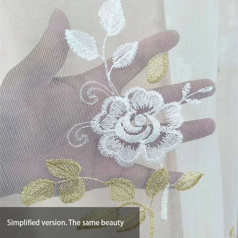 

[Slow Soul] New Garden Bedroom Living Room Curtain Embroidery Tulle Leaves Curtains Sheer Cortinas Modern For Luxury Drapes