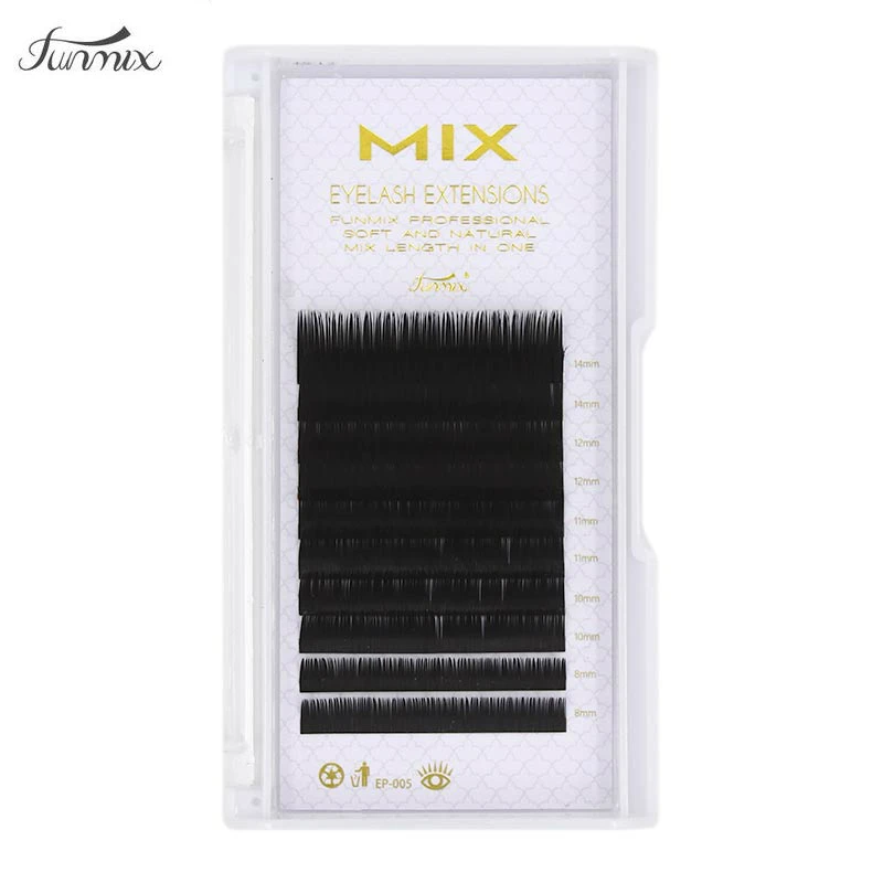 Funmix профессиональные премиум натуральные синтетические норковые ресницы 8 ~ 14 мм