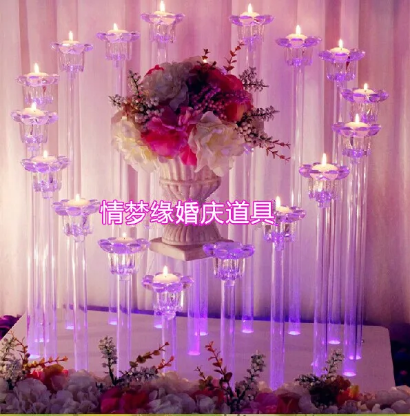 Сердце острое центральное украшение на свадьбу акрил с синим светодиодом