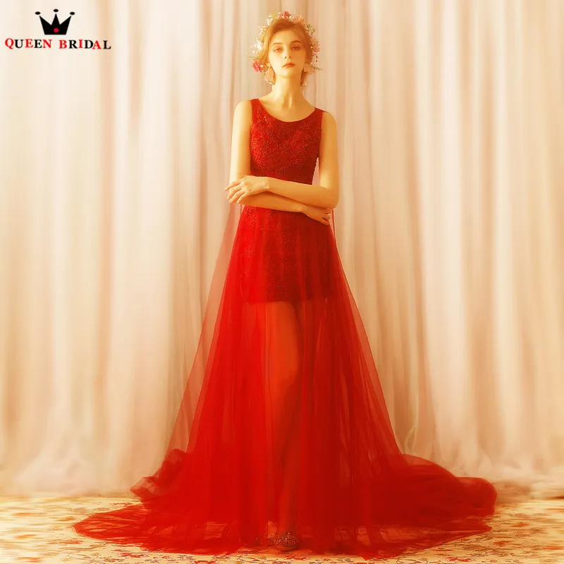 Сексуальные красные вечерние платья 2019 модная Русалка Тюль кружевные цветы
