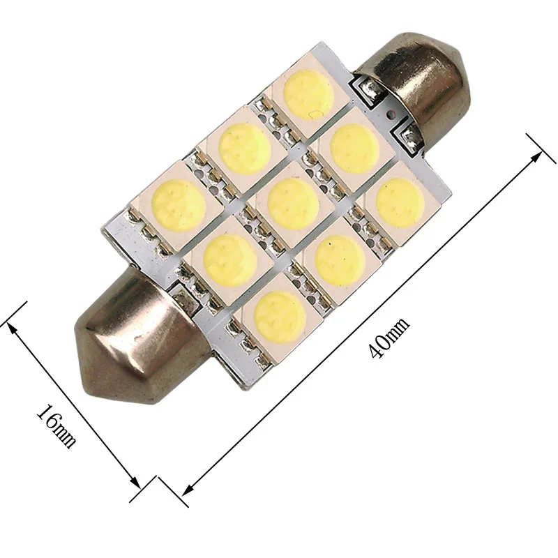 10PCS Festoon Led 42mm White Super Bright Car 9 SMD 5050 LED Dome Light Lamp Bulb DC 12V | Автомобили и мотоциклы