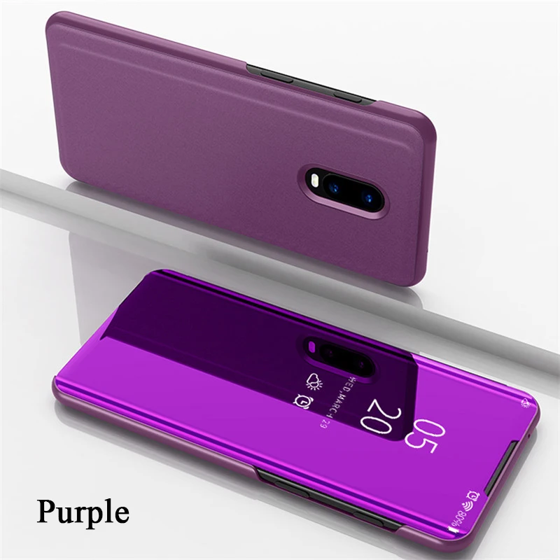 Роскошный зеркальный чехол 1+ 7 Pro с умным окошком для Oneplus 6 6T 7, кожаный чехол 360 с полной защитой для Oneplus7pro Carcasa - Цвет: Purple