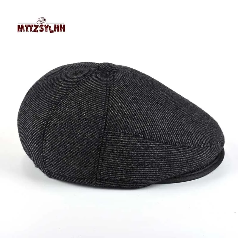 Men wear warm ear warmers berets in autumn The old man's retro cap is completely enclosed | Аксессуары для одежды