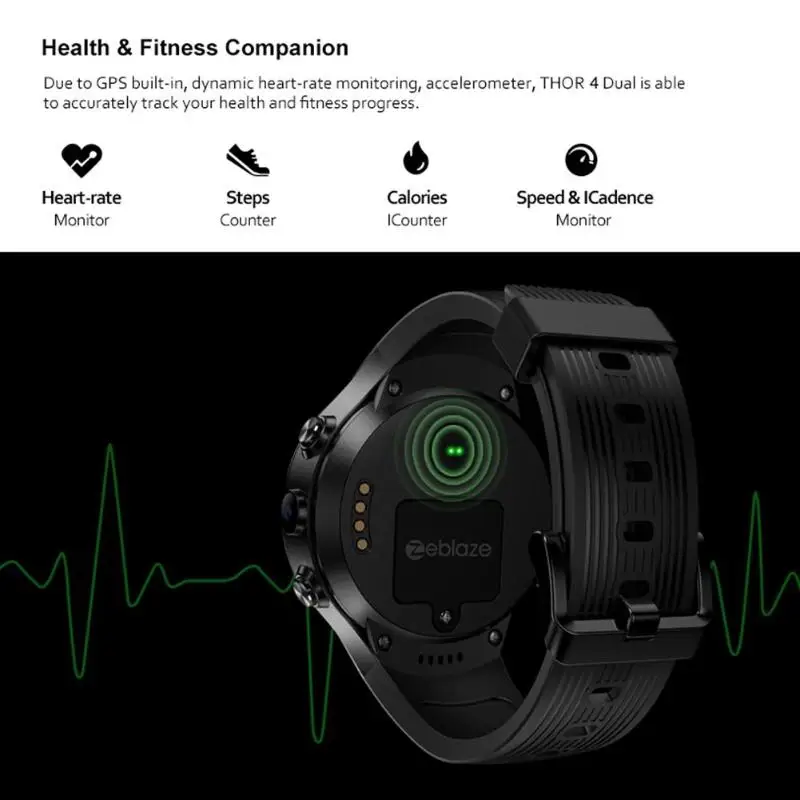 Zeblaze THOR 4 Dual 4G Smartwatch 5.0MP+ 5.0MP двойная камера Android Watch 1," AOMLED дисплей gps/ГЛОНАСС 16 Гб Смарт-часы Sim для мужчин