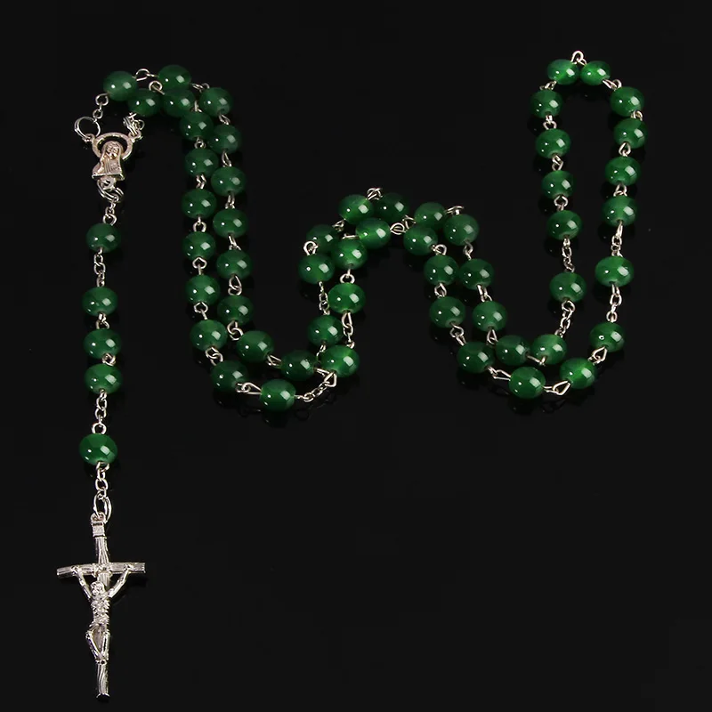 Catholic Rosary 8mm Fashion Handmade Round Glass Beads Premium Bead Pendant with Cross 30pcs | Украшения и аксессуары