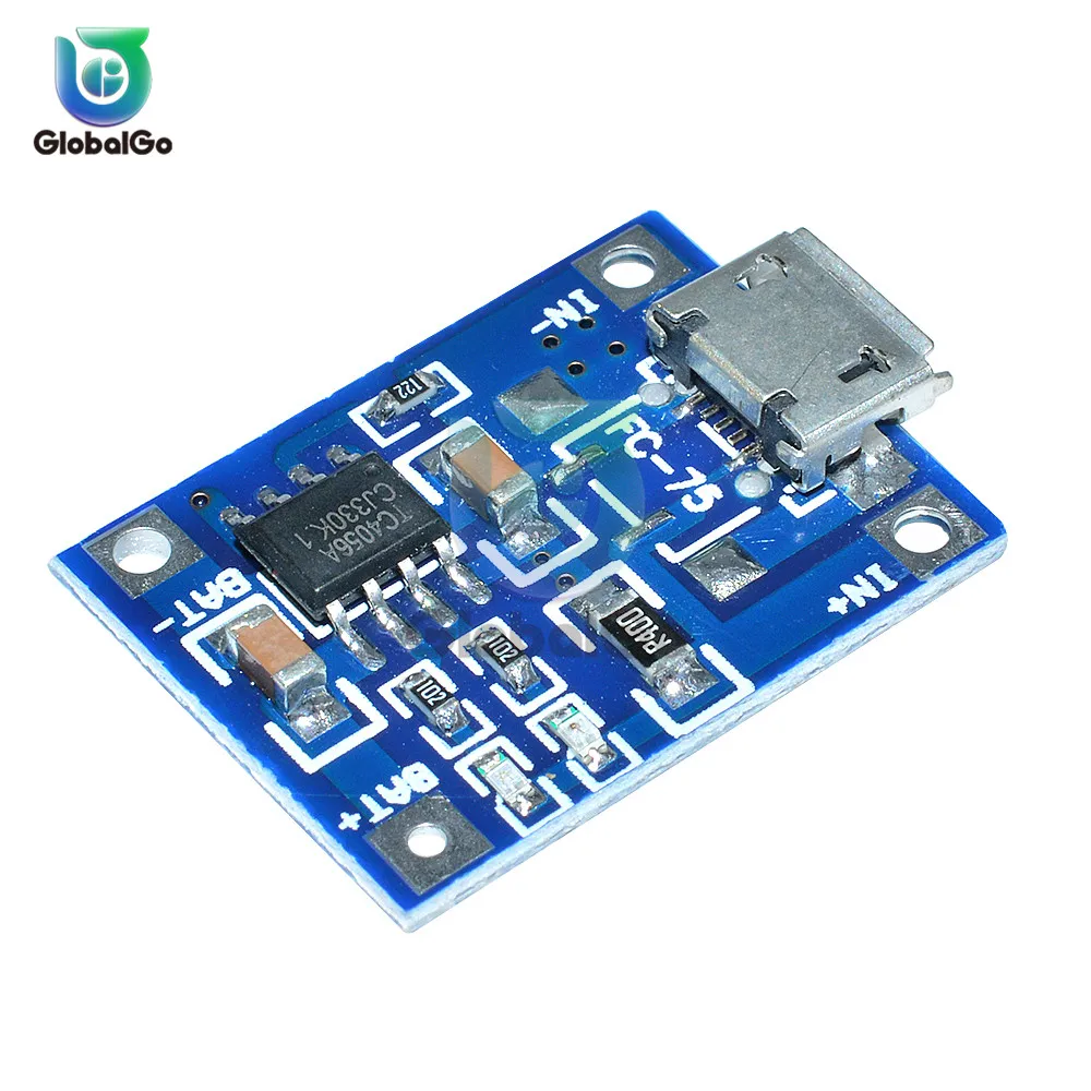 2 шт./лот Micro USB 5 V 1A 18650 TP4056 литиевый модуль зарядного устройства аккумулятора