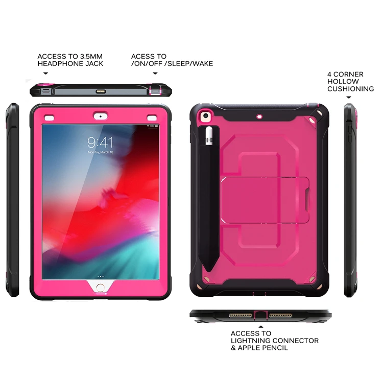 Чехол с держателем для карандашей Ruged для apple ipad 9,7, для планшета, для детей, для друзей, противоударный защитный чехол с подставкой, наплечный ремень, для улицы, для автомобиля