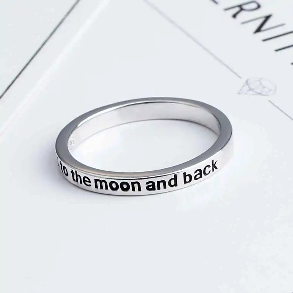 С надписью I Love You to The Moon And Back (мама я тебя 925 пробы Серебряные кольца для Для женщин