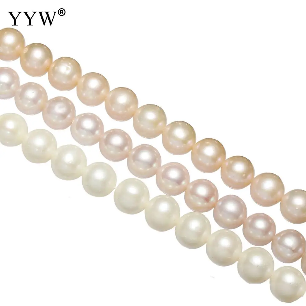 

9-10mm Pink/White Potato Natural Freshwater Pearl Beads Punch Loose Beads For DIY Women Elegant Necklace Bracelet Jewelry Making
