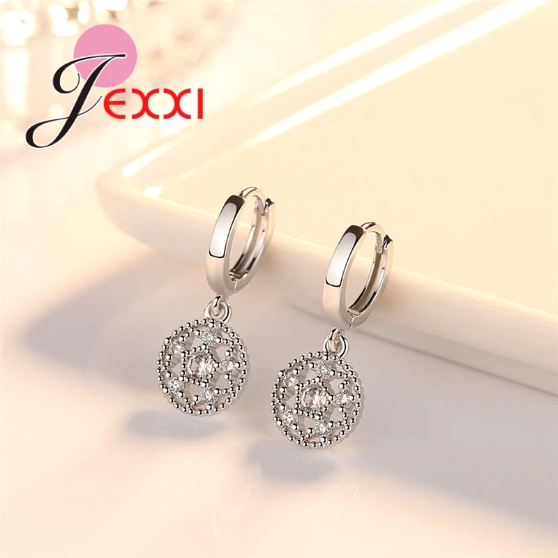 

Round Hollow Pendant Earrings 925 Sterling Silver for Ladies Wedding Anniversary Jewelry New Fashion Design High Quality