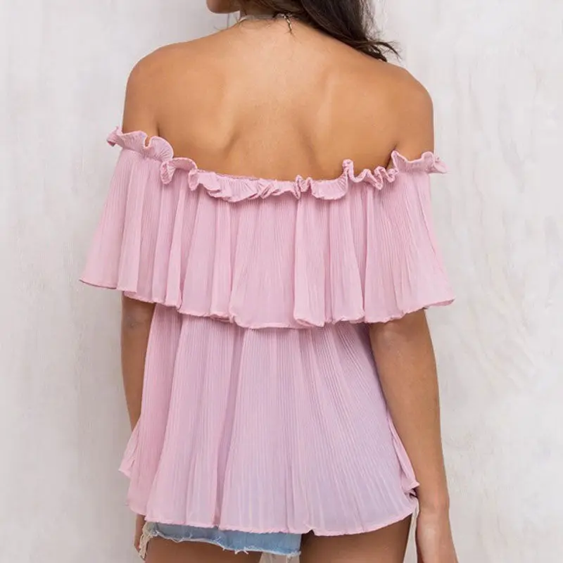 2018 Новая женская сексуальная летняя шифоновый верх свободного кроя с открытыми