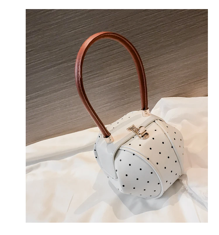 Женские Сумки из искусственной кожи, модная мини сумка с волнистыми точками, кожаная маленькая круглая сумка с ручкой сверху, Дамский шикарный вечерний клатч, кошелек Bolso Femenino