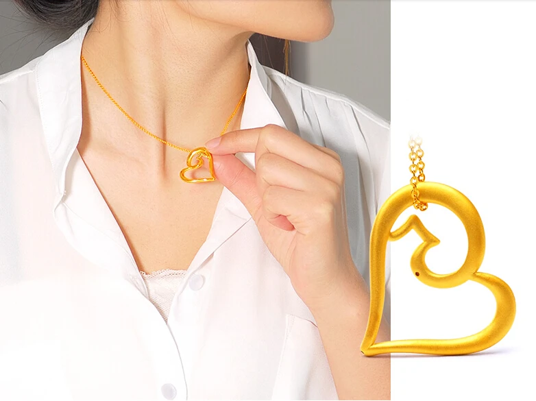 

New Arrival 999 24K Yellow gold Heart Pendant 2.09g