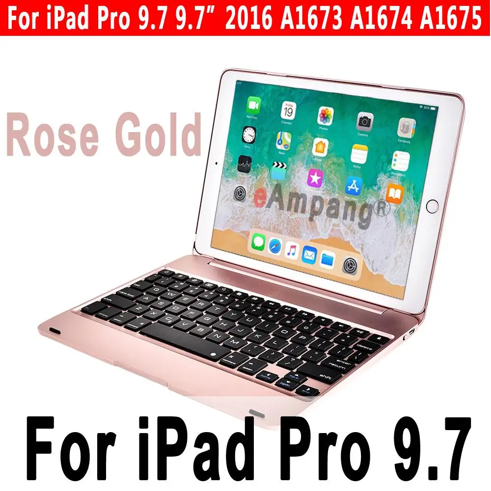 Rose Gold Pro 9.7 Складной ноутбук дизайн Bluetooth клавиатура чехол для Apple iPad 9,7 5th 6th поколения iPad Air 1 2 5 6 iPad Pro 9,7 Клавиатура Чехол - Цвет: Rose Gold Pro 9.7