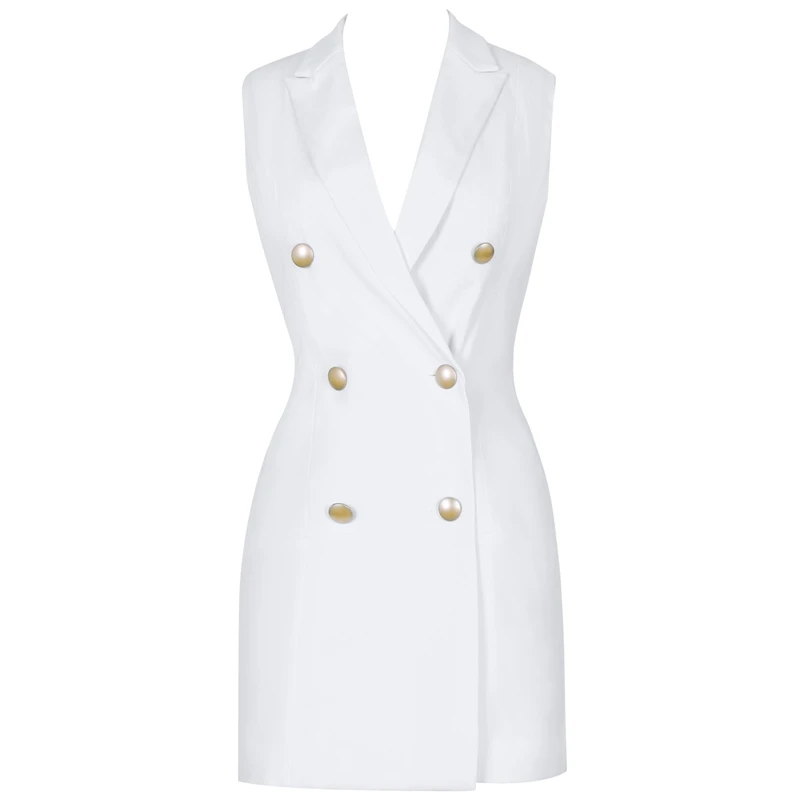 Ocstrade белый V шеи без рукавов Мини Мода Bodycon платье FSY19010-White