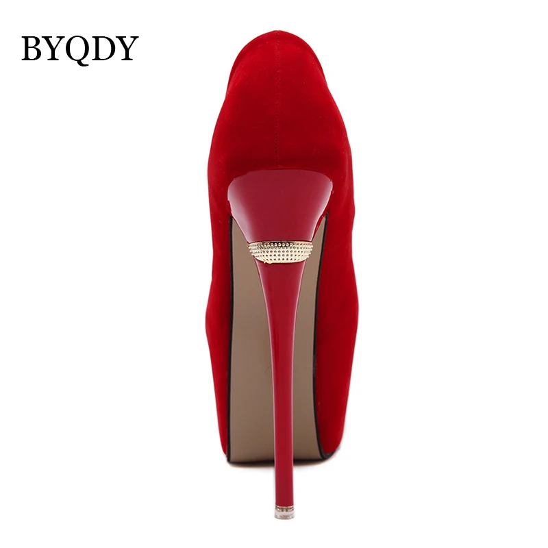 Женские туфли лодочки из флока BYQDY на платформе и высоком каблуке сексуальные с