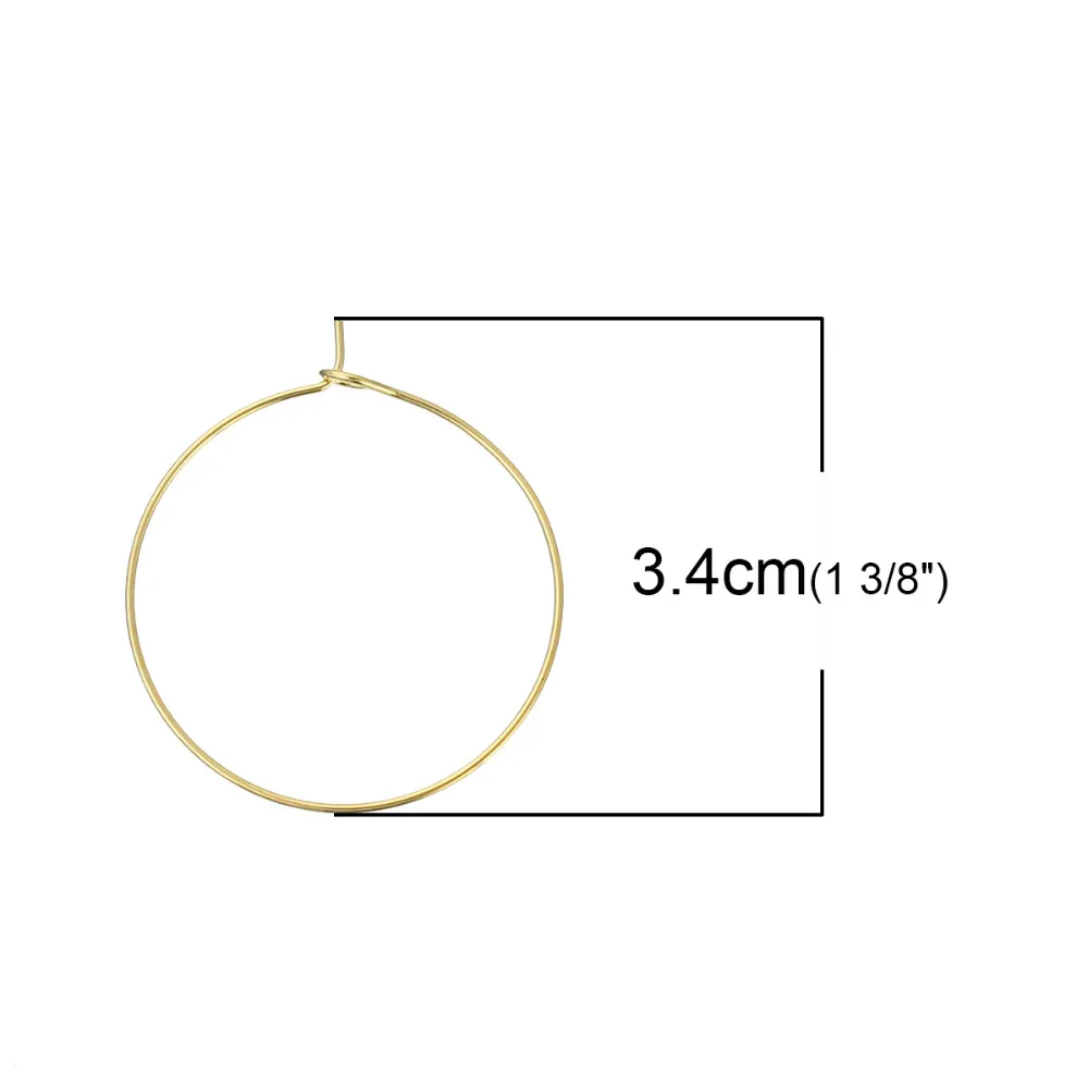 

50PCs 34x30mm Wine Glass Charm Rings Golden Earring Hoops Metal Wire Hoops Earrings Drink Markers DIY Party Decoration