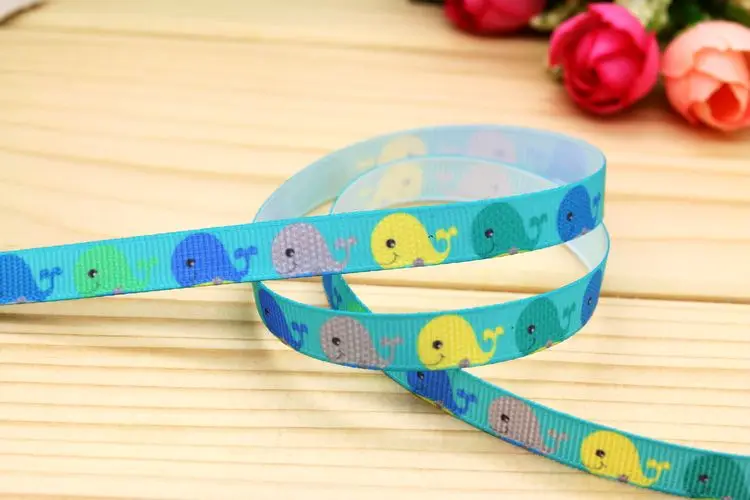 3/8inch Free Shipping Whale Printed Grosgrain Ribbon Hairbow Headwear Party Decoration Diy Wholesale OEM 9mm P5686 | Дом и сад