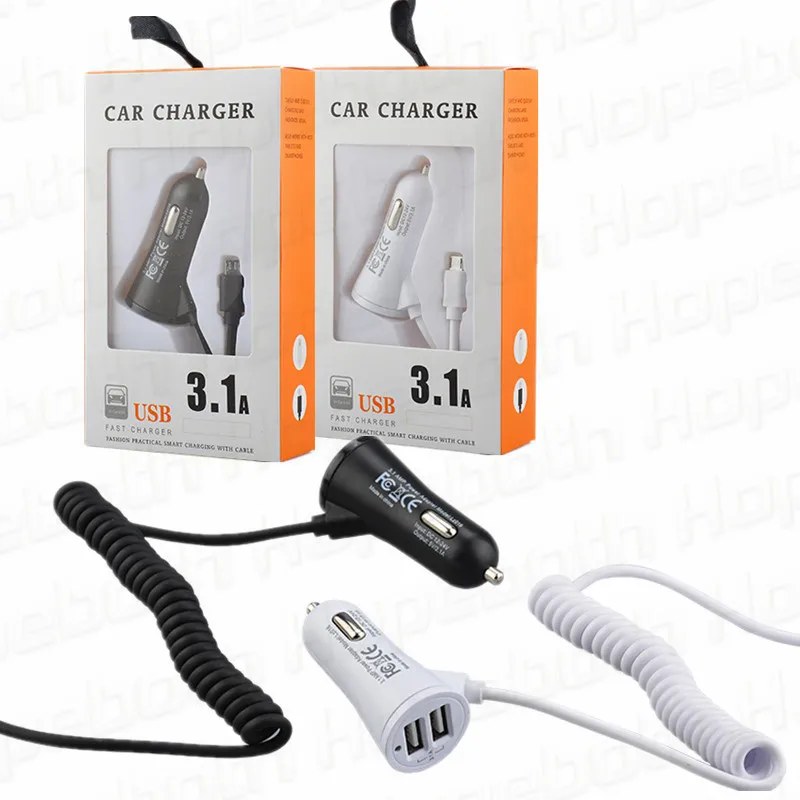 

Автомобильное зарядное устройство 3 в 1, двойной usb-порт 3,1 А, USb с проводом Micro usb для samsung iphone 7 8 x android phone gps с розничной коробкой